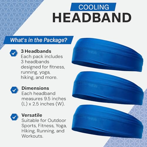 COLD FACTOR Cooling Headband for Women and Men – UPF 50+ Advanced Evaporative Comfort, Instant Cooling Sweatband for Outdoor Sports, Fitness, Yoga, Hiking, Running, and Workout - color: Blue