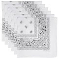 6 Pack Pure Cotton Bandana, Multi-Purpose Square Handkerchief, Face Mask headband for Men and Women - color: White