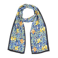 ANDANTINO 100% Silk Scarf for Women 59”*6.3” Long Shawls for Headscarf and Neck- Oblong Hair Wraps with Gift Packed - color: Floral-navy Blue