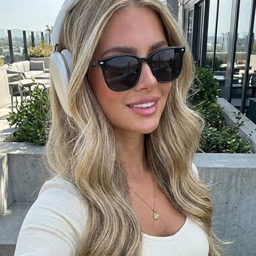 Myiaur Polarized Sunglasses for Women, Trendy Square Shades with UV400 Protection Sun Glasses for Daily (2 Pack) - color: A01 Black+tortoises