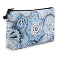 MAGEFY Makeup Bags for Women, Portable Travel Cosmetic Bag with Black Zipper Pouch Waterproof Makeup Pouch Multifunctional Small Bag for Women (1 pack, blue flower 0175) - color: blue flower 0175