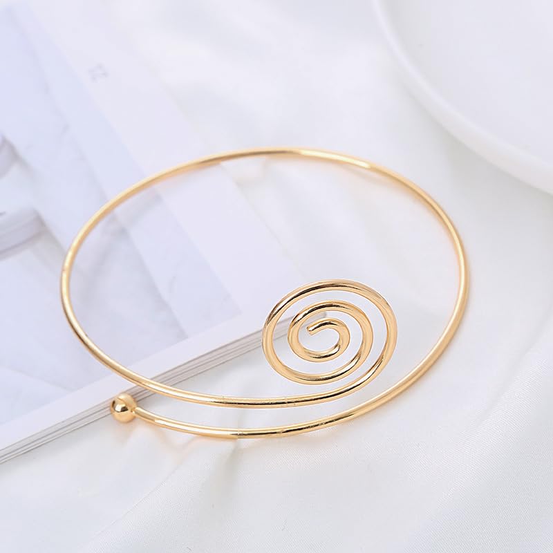 Caiyao Boho Upper Arm Bracelet Cuff Bangle Gold Silver Geometric Cuff Bracelets Mental Open Upper Arm Bangle Bracelet Adjustable Armband Jewelry for Women - style: Cuff