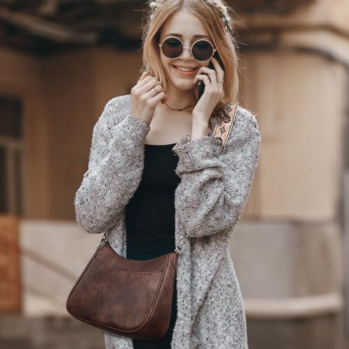 APHISON Trendy Leather Crossbody Purse with Adjustable Strap, Women's Shoulder Handbag - color: 04-coffee