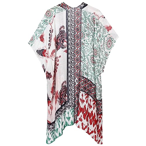 Kimonos for Women Casual Swimsuit Coverup Lightweight Boho Kimono Cardigans for Summer - color: Red Diamond