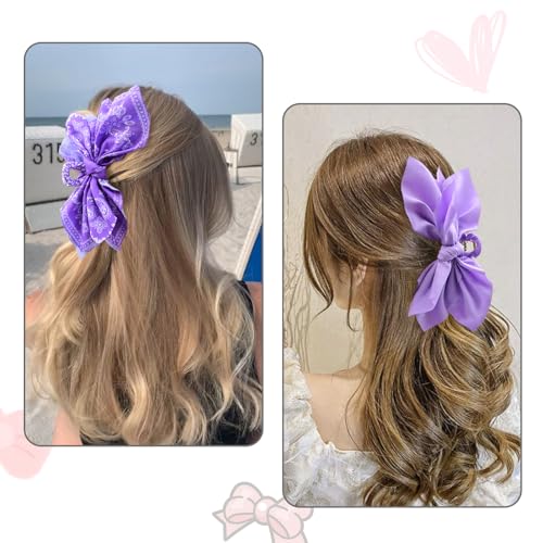 Bow Claw Clips Bow Hair Clips 2PC Purple Big Hair Bows for Women Butterfly Styling Large Hair Clips for Thick Hair for Girls Hair Accessories for Teen - color: 2PC-Purple