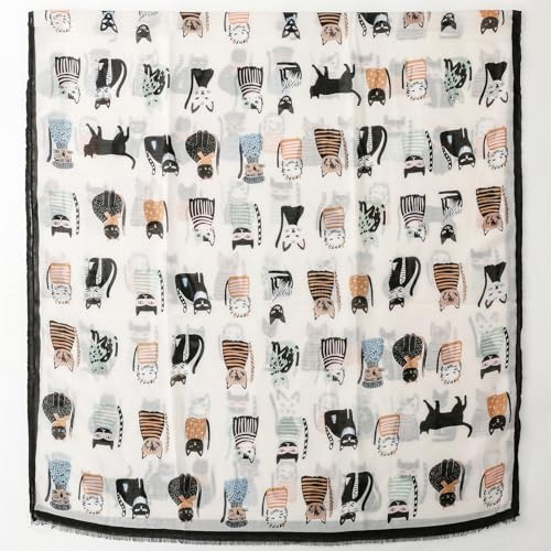 WaJuemy Travel Boho Scarf for Women Casual Lightweight Pashmina Scarves Fashion Multicolor Shawl Wraps with Fringed Beads - color: 23 Black Cat