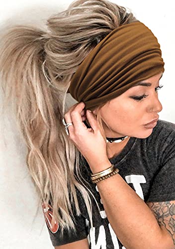 Huachi Wide Headbands for Women Black Stylish Head Wraps Boho Thick Hairbands Large African Sport Yoga Turban Headband Hair Accessories (Pack of 4) - color: Headbands 5