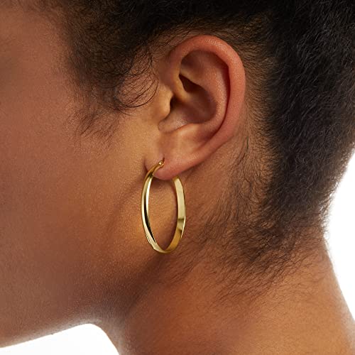 Amazon Essentials 14K Gold or Sterling Silver Plated Polished Dome Hoop - color: Yellow Gold, size: 35 mm