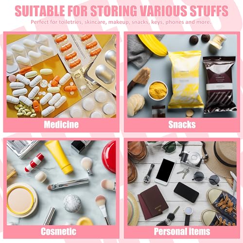BuyCard Chenille Letter Clear Medicine Makeup Bag for Travel, Preppy Patch Nylon Cosmetic Meds Pouch with Handles and Zipper, Waterproof Large Travel Toiletry Bag Storage Case for Women Pink - color: Pink-MEDS
