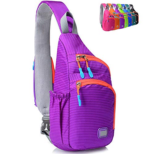 Peicees Small Sling Backpack Waterproof Unisex Shoulder Bag Chest Crossbody Daypack - color: Purple, size: Small