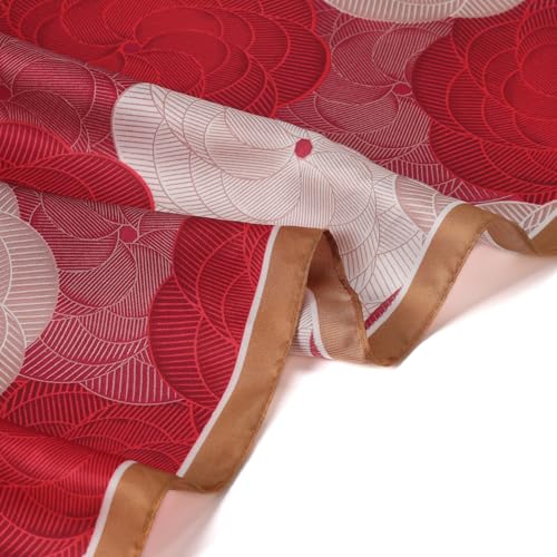 Stlvoll 27.5" Silk Neck Scarf of Women's Fashion Head Scarf Square Neck Satin Scarfs for Bag Hair Scarves Gift - color: Red