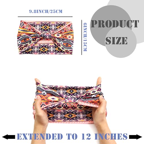 FULZTEY Wide Headbands for Women Fashion Boho Headwraps African Style Large Hair Bands Knotted Thick Turbans Stretchy Bandanas Sport Workout Hair Scarf Hair accessories for Teen Girls 4Pcs - color: Style 81