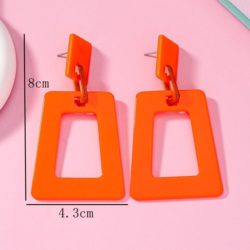 Handmade Unique Hollow Square Acrylic Lightweight Dangle Drop Earrings Chic Geometric Stud Earrings For Women