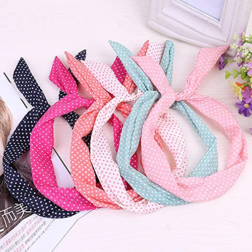 6Pcs Fashion Twist Bow Wire Headbands Head Wrap Bunny Rabbit Ears Wired Hairbands Hair Holder Hair Accessories for Women and Girls