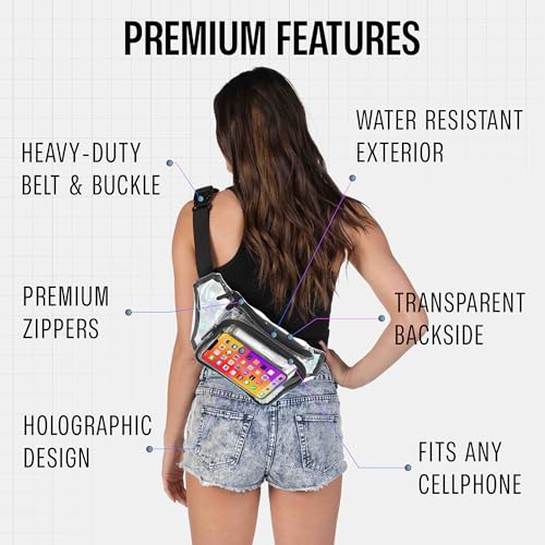 Clear Fanny Pack Belt Bag – Stadium Approved Waist Pack for Men & Women, Crossbody Bum Bag for Travel, Hiking, Running - color: Clear