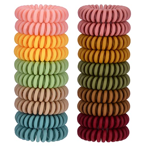 JessLab Spiral Hair Bobbles, Pack of 20 Traceless Telephone Cable Hair Bobbles No Wrinkles Spiral Bracelet Plastic Coil Ponytail Holder No-Damage Headband Hair Accessories for Girls Women Ladies Gift - color: matt