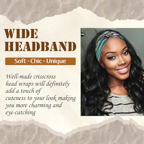 Boho Bandana Headband For Women Wide Headbands Knotted Turban Head Wraps Cute Criss Cross Head Scarf Hairband Fashion Hair Wrap Turban Bands Workout Bandana Hair Accessories For Women 4 Pack - color: Style 117
