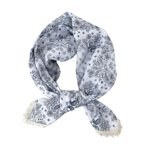 Soft Cotton Like Lace Bandana Headband, Head Wrap, Protective Coverage, Hair Neck Scarf for Women 24 x 24 inch - color: Cas003 - Paisley W