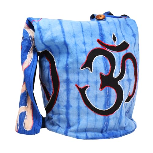 Mandala Crafts Hippie Bag, Large Boho Hobo Purse for Women, Crossbody Shoulder Sling Bags for Indie Style Bohemian Accessory - style: Royal Blue Om