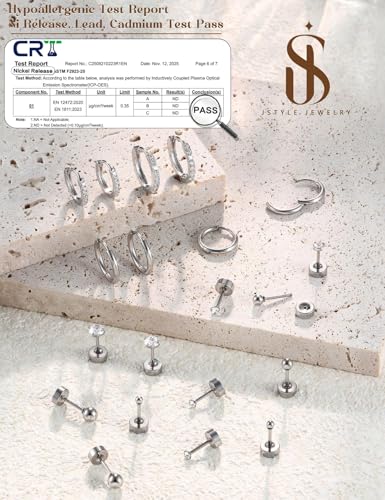 Jstyle 14K Gold Plated Stud Hoop Earrings for Women Hypoallergenic Surgical Steel Earring Stacks Silver Flat Back Earrings Trendy CZ Small Helix Cartilage Earring Sets for Multiple Piercing Jewelry