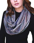 Anika Dali (15 Colors) Shimmer Sparkle Infinity Scarf, Women's Festival Bliss Lightweight Fashion Shawl - color: Monet Blue Scarlet