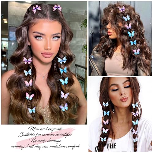20Pcs Moving Glitter Hair Clips, Fairy Hair Accessories for Women and Teens, Colorful 90s Clips (Blue) - color: Blue