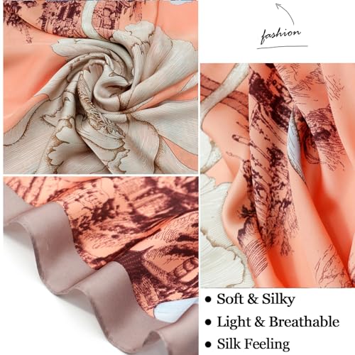 vimate 100% Large Silk Feeling Scarf-Women's Fashion Long Mulberry Silk Satin Neck Scarf Sunscreen Shawl Wrap Headscarf - color: Style 17
