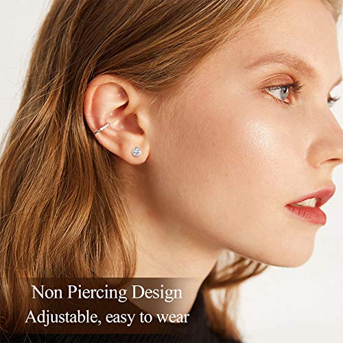 ChicSilver 925 Sterling Silver Ear Cuff Earrings Non Piercing Clip on Cartilage Cuff Earrings for Women - style: K: CZ Cuff