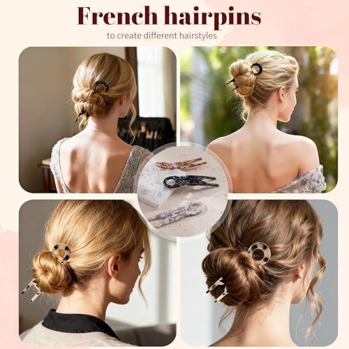 Prestige Hair Pins, 6PCS French Hair Pin for Women Girls, Double-Notch Locking Mechanism Anti-Loosening Hairpins, U-Shaped Hair Styling Pins Strong Hold Hair Fork for All Hair Types Wedding Prom(A) - color: A