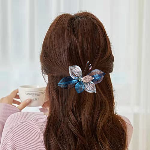 Mistofu Barrettes for Women - 2Pcs Copper Wire Hand-woven High-level design Clips Elegant Accessories, Hair Barrettes for Thick Hair - Gifts for Women Girls（blue） - color: blue