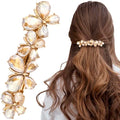 Joez Wonderful Rhinestone Hair Clips, Bridal Hair Accessories for Women, Sparkly Crystal Hair Pins, Fancy Hair Barrettes for Wedding, Bride, Long Hair (Champagne Butterfly, 1 Pcs) - color: Butterfly Champagne