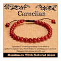 468Handmade Adjustable Natural Gemstone Crystal Bracelet Healing Power Energy Inspirational Gifts with Card for Unisex - color: 09-Carnelian(Luck), size: 6mm