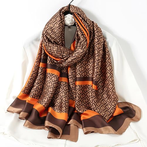 vimate 100% Large Silk Feeling Scarf-Women's Fashion Long Mulberry Silk Satin Neck Scarf Sunscreen Shawl Wrap Headscarf - color: Style 25