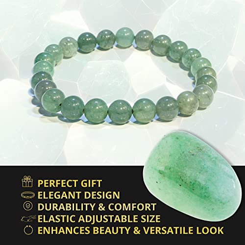 ANAYA AGATE Healing Crystal Bracelet for Women and Men – 8mm Round Beaded Bracelet for Men and Women – Unisex Stretchy Gemstone Bracelet for Healing and Protection - color: Green Aventurine