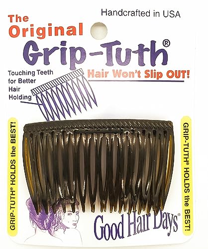 Good Hair Days Grip-Tuth Combs 40415 Set of 2, Tortoise Shell Color 2 3/4" Wide - color: Brown