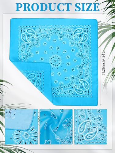 Unittype 48 Pieces Paisley Bandana Novelty Unisex Cowboy Headband Sports Bandannas Scarf Outdoor for Western Party Costume - color: Orange,yellow,blue,lavender,dark Green,hot Pink, style: Classic