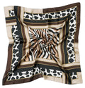 CHUNG Women's Scarf Hair Bandanas Square 27.5" Satin Wrap Fashion Pattern Scarves Emulation Silk Handbag Ribbons Necktie - color: Brown Leopard-103#