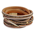 Artilady Leather Wrap Bracelets for Women - Pearl Bracelets Handmade Clasp Bangle Bracelet with Beads Jewelry Gift for Women and Mother - style: Dark Brown with Gold ba