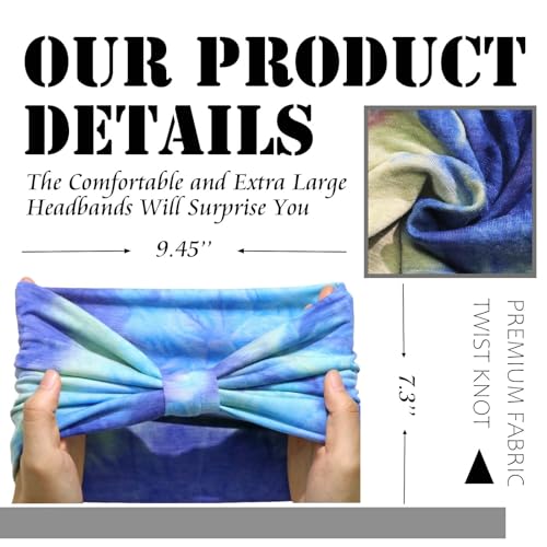Wide Headbands Stylish Hair Band Tie Dye Head Wraps Elastic Boho Turban Headband Workout Sweatband Non Slip Bandanas Headband Knotted Hair Accessories Band for Women 4 Pack - color: Style 85
