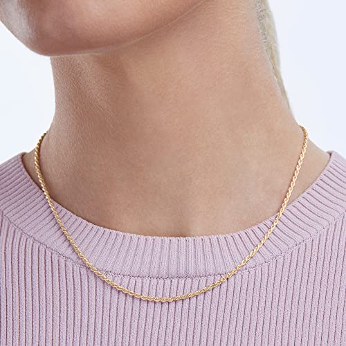 Amazon Essentials Sterling Silver Diamond Cut Rope Chain Necklace - color: Yellow Gold, size: 16"