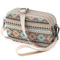 Small Wristlet Wallet for Women, 3-Zip Crossbody Phone Purse - color: Geometry/Jacquard