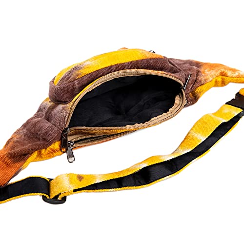 Freakmandu Eco-Friendly Boho Hippie Style Hemp Fanny Pack Hip Waist Bag for Hiking Running Jogging (Fall Magic) - color: Fall Magic
