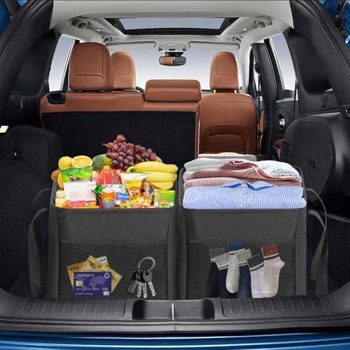 LHZK Standing Extra Large Utility Tote Bag with Metal Wire Frame and the Sides Rinforced, Extra Large Tote Bag with Handle, Reusable Grocery Bags Foldable, Beach Bag, Car Tote (Black) | Metal Wire Frame - color: Black, size: 22.5''x10.5''x12''-1 Pack