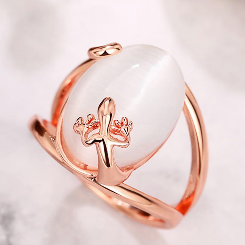 Sdouefos Natural Hetian Jade Ring Rose Gold Vintage Natural Moonstone Rings Antique Boho Ladies Jewelry Elegant Gemstone Wedding Rings 925 Silver Cocktail Party Rings Sizes 7 - size: US 7
