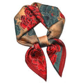 Stlvoll 27.5" Silk Neck Scarf of Women's Fashion Head Scarf Square Neck Satin Scarfs for Bag Hair Scarves Gift - color: Red/Green