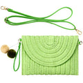 Frienda Straw Purses for Women Straw Clutch Crossbody Bag Summer Beach Shoulder Bag Woven Envelope Wallet Handbags - color: Green