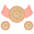 Aheli Pearl Diamond Choker Necklace & Round Earrings Gift for Women Indian Traditional Bollywood Fashion Bharatanatyam jewellery set - color: Peach