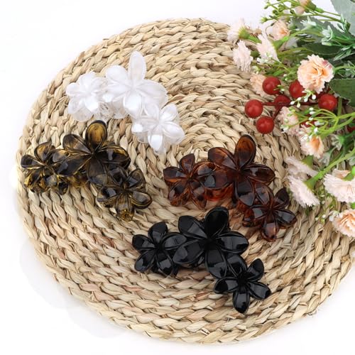 ANBALA 4Pcs Hawaiian Flower Hair Clips Large Claw Clips for Thick Thin Hair Non Slip and Strong Hold Beach Accessories - color: Leopard-C
