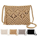 Peicees Crossbody Bag Purse For Women Bohemian Shoulder Bag Woven Crochet Purse For Summer Beach Travel Clutch Handbag - color: Khaki