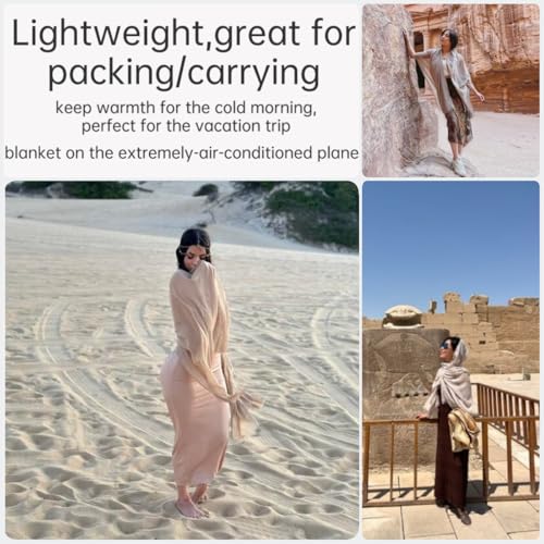 Harewom Lightweight Gauze Linen Feeling Shawl Wraps for Women Beach Summer Scarf for Evening Wedding Dresses - color: Shawl Wraps - Khaki